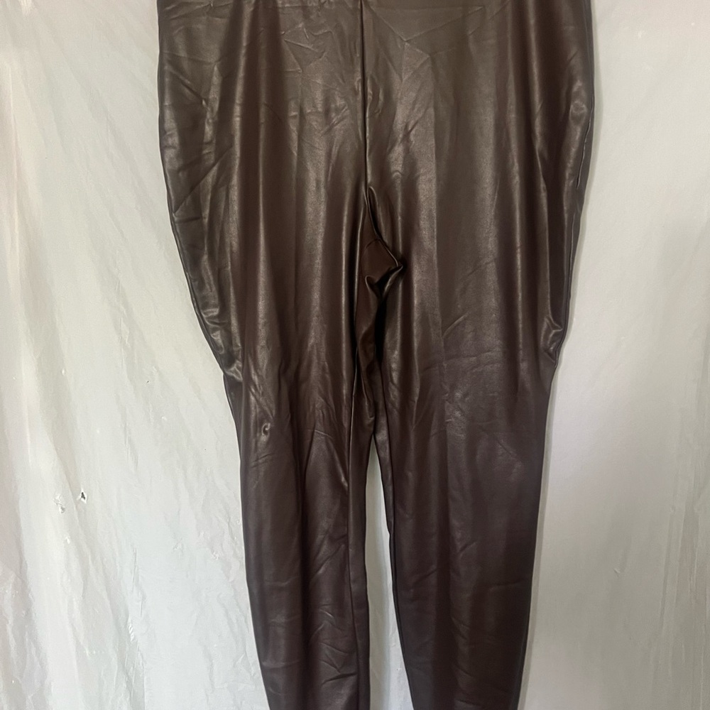 Eloquii Dark Brown Leather Pants Women Pull on